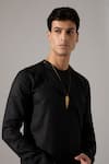Son Of A Noble Snob_Black Linen Austin Kurta Set 