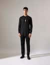 Son Of A Noble Snob_Black Linen Leo Asymmetric Kurta And Pant Set _Online_at_Aza_Fashions