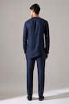 Shop_Son Of A Noble Snob_Blue Linen Leo Kurta Set _at_Aza_Fashions
