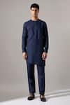 Buy_Son Of A Noble Snob_Blue Linen Brian Kurta And Pant Set _at_Aza_Fashions