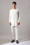 Son Of A Noble Snob_White Linen Derek Kurta Set _at_Aza_Fashions