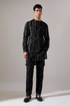 Buy_Son Of A Noble Snob_Black Linen Caivs Riplee Kurta And Pant Set _at_Aza_Fashions