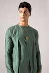 Son Of A Noble Snob_Green Modal Avren Asymmetric Kurta Set _Online_at_Aza_Fashions