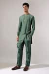 Shop_Son Of A Noble Snob_Green Modal Avren Asymmetric Kurta Set _Online_at_Aza_Fashions