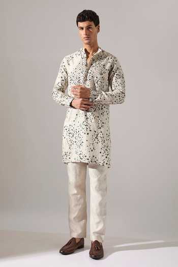 Buy_Son Of A Noble Snob_Green Linen Asa Dapple Kurta Set _at_Aza_Fashions