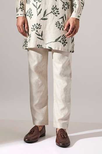 Buy_Son Of A Noble Snob_Ivory Linen Abel Paradise Printed Kurta Set _Online_at_Aza_Fashions