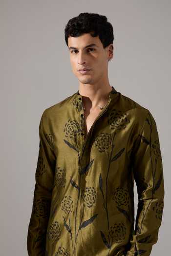 Buy_Son Of A Noble Snob_Green Chanderi James Estate Printed Kurta Set 