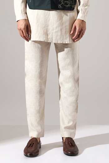 Buy_Son Of A Noble Snob_Green Cotton, Linen Embroidery Squad Bundi Set _Online_at_Aza_Fashions