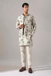 Buy_Son Of A Noble Snob_Ivory Linen Cameron Paradise Printed Bundi Set _at_Aza_Fashions