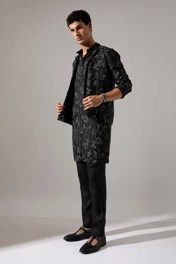Buy_Son Of A Noble Snob_Black Linen Cameron Plus Minus Bundi Set _Online_at_Aza_Fashions