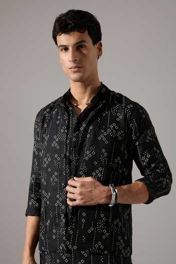 Son Of A Noble Snob_Black Linen Cameron Plus Minus Bundi Set _at_Aza_Fashions