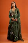 Buy_Shyam Narayan Prasad_Green Embroidery, Zari V-neck Anarkali Set _at_Aza_Fashions