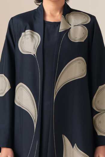 Buy_Ampm_Black Silk Mazira Long Jacket And Palazzo Set 