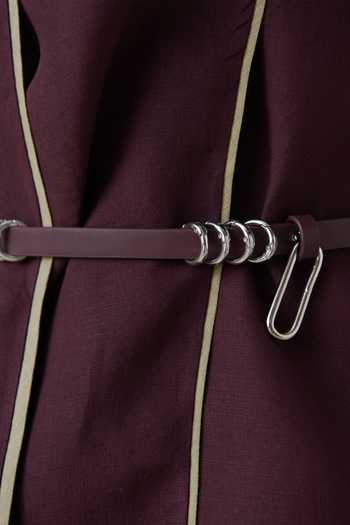 Ampm_Burgundy Linen Shawl Neck Dilnami Top And Palazzo Set _at_Aza_Fashions