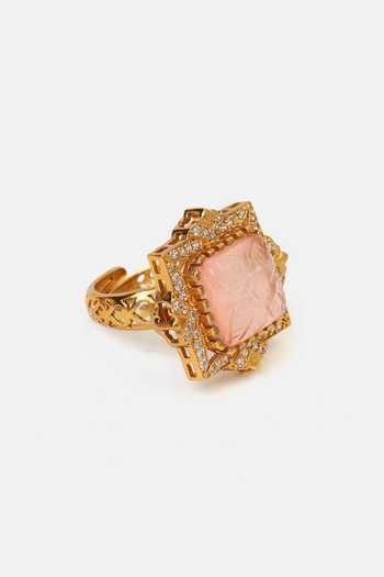 Ruby Raang_Gold Plated Stones Kundan Embellished Ring _Online_at_Aza_Fashions