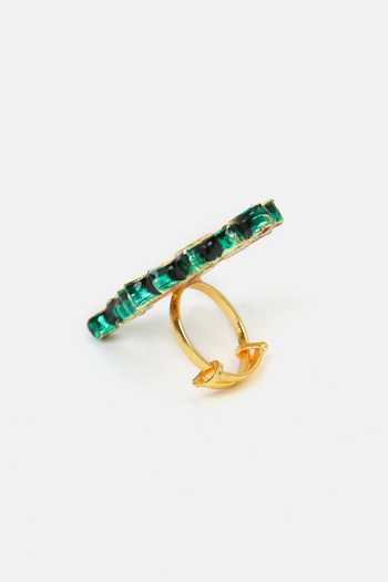 Ruby Raang_Gold Plated Stones Handmade Kundan Brass Ring _Online_at_Aza_Fashions
