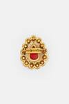 Ruby Raang_Gold Plated Pearls, Stones, Crystals Brass Kundan Brooch _at_Aza_Fashions