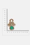Ruby Raang_Emerald Green Stones, Crystals, Brass Kundan Brooch _Online_at_Aza_Fashions