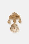Ruby Raang_White Pearls, Stones, Mirrors, Crystals Kundan Brass Brooch _Online_at_Aza_Fashions