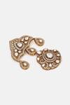 Shop_Ruby Raang_White Pearls, Stones, Mirrors, Crystals Kundan Brass Brooch _Online_at_Aza_Fashions