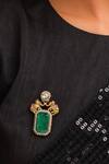 Buy_Ruby Raang_Green Stones Kundan Brass Brooch _at_Aza_Fashions