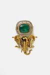 Ruby Raang_Gold Plated Pearls, Stones Brass Elephant Brooch _Online_at_Aza_Fashions