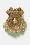 Shop_Ruby Raang_Gold Plated Pearls, Stones, Kundan Studded Brooch _Online_at_Aza_Fashions