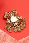 Shop_Ruby Raang_Gold Plated Pearls, Stones, Kundan Studded Brooch _at_Aza_Fashions