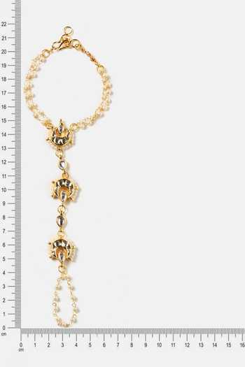 Buy_Ruby Raang_White Pearls, Stones Kundan Brass Hand Harness _Online_at_Aza_Fashions