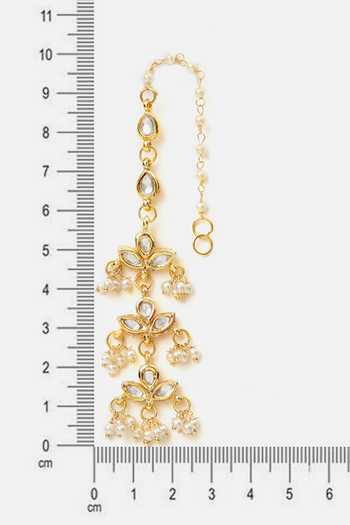 Buy_Ruby Raang_Gold Plated Kundan Brass Earrings _Online_at_Aza_Fashions