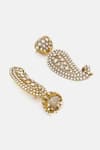 Buy_Ruby Raang_White Pearls, Stones Kundan Embellished Jhumka Earrings - Set Of 2 _Online_at_Aza_Fashions