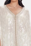 Shop_Basanti Kapde aur Koffee_Ivory Georgette Sequins V-neck Aurelian Tide Kaftan Sharara Set _Online_at_Aza_Fashions