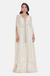 Buy_Basanti Kapde aur Koffee_Ivory Georgette Sequins V-neck Aurelian Tide Kaftan Sharara Set _at_Aza_Fashions