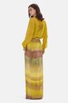 Shop_Basanti Kapde aur Koffee_Yellow Crepe Sequins, Beads, Zari Abstract Autumn Shirt And Draped Skirt Set _at_Aza_Fashions