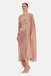 Buy_Basanti Kapde aur Koffee_Gold Tissue, Lycra Embroidery, Sequins, The Regal Symphony Cape And Dhoti Pant Set _Online_at_Aza_Fashions