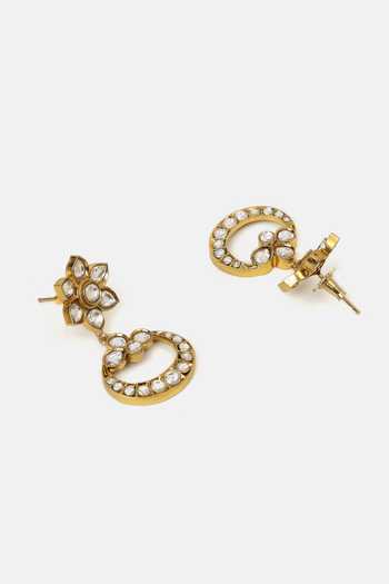 Ruby Raang_White Pearls, Stones Kundan Embellished Necklace Set _Online_at_Aza_Fashions