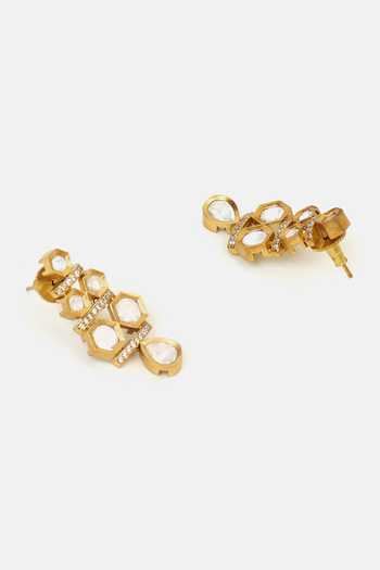 Ruby Raang_Gold Plated Pearls, Stones Layered Kundan Embellished Necklace Set _Online_at_Aza_Fashions