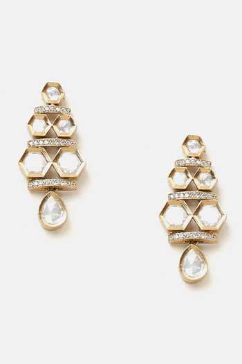 Buy_Ruby Raang_Gold Plated Pearls, Stones Layered Kundan Embellished Necklace Set _Online_at_Aza_Fashions