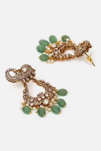 Ruby Raang_Gold Plated Pearls, Stones Kundan Embellished Pendant Necklace Set _Online_at_Aza_Fashions