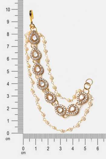 Buy_Ruby Raang_Gold Plated Kundan Pearl Embellished Pair Of Chains _Online_at_Aza_Fashions