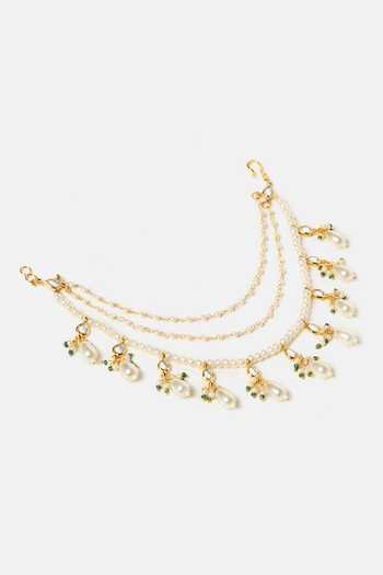 Ruby Raang_Gold Plated Handmade Kundan Pearl Pair Of Chains _Online_at_Aza_Fashions