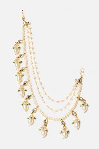 Buy_Ruby Raang_Gold Plated Handmade Kundan Pearl Pair Of Chains _Online_at_Aza_Fashions