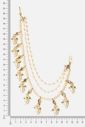 Shop_Ruby Raang_Gold Plated Handmade Kundan Pearl Pair Of Chains _Online_at_Aza_Fashions