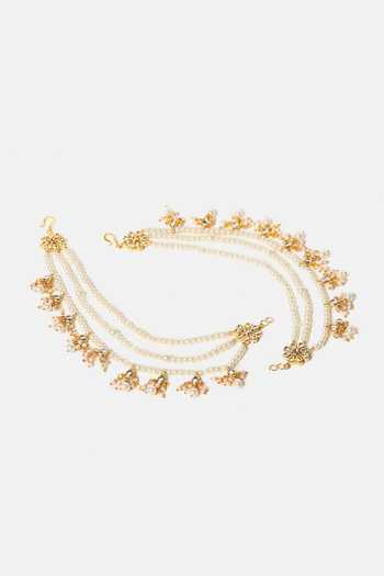 Ruby Raang_Gold Plated Handmade Kundan Pearl Pair Of Chain _Online_at_Aza_Fashions