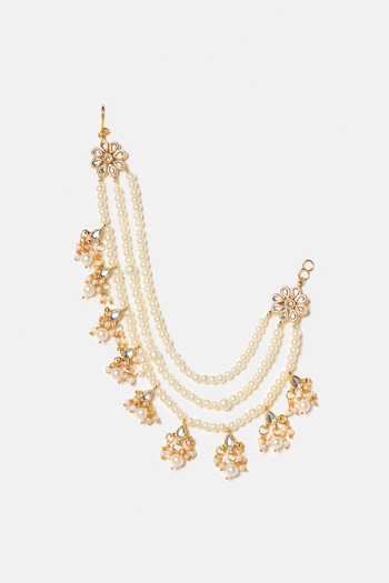 Buy_Ruby Raang_Gold Plated Handmade Kundan Pearl Pair Of Chain _Online_at_Aza_Fashions