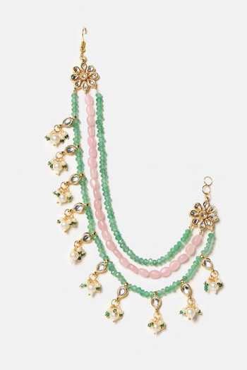 Buy_Ruby Raang_Gold Plated Kundan Pearl Beaded Pair Of Chain _Online_at_Aza_Fashions