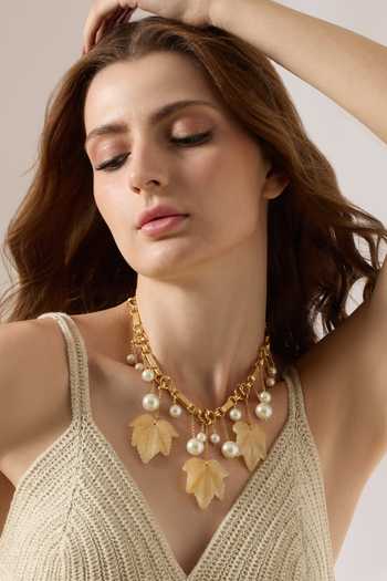 Buy_Joules by Radhika_Gold Plated Beads, Pearls Auvira Work Necklace _at_Aza_Fashions