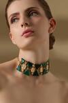 Buy_Joules by Radhika_Green Pearls, Stones, Crystals Sylvaine Studded Choker _at_Aza_Fashions