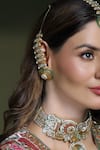 Buy_Joules by Radhika_Gold Plated Pearls, Stones Heritage Kundan Embellished Ear Cuffs _at_Aza_Fashions