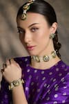 Buy_Joules by Radhika_Gold Plated Beads, Stones Royal Petal Embellished Bracelet _at_Aza_Fashions